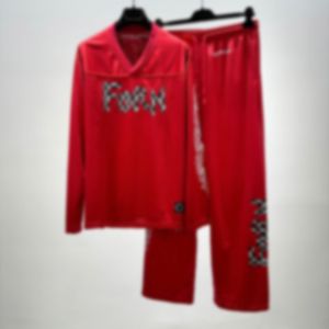 2024 Early Spring New Red Long Sleeve and Pants Set EURO/USSIZE