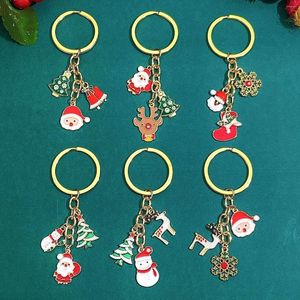 Keychains Christmas Keychain Cute Santa Claus Elk Snowman Tree Pendant Car Bag Keyring Ornaments 2024 Year Gift For Friends
