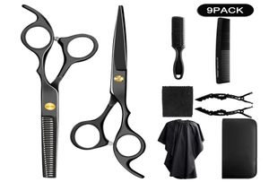 Profesjonalne nożyczki do cięcia włosów Ustaw wieloskorzane nożyce do fryzury domowej dla salonu Barber6667161