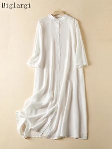 Plus Size Summer Long Dres White Casual Loose Solid Ladies Dresses Woman Dress 2023 Vestido Mujer 240312