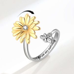 Daisy Spinning Personalisierter Sonnenblumen-Mode-Kompressionsring