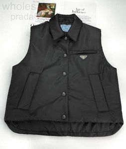 Women's Vests designer Designer autumn winter new classic triangle nylon lapel men women sleeveless vest cotton padded jacket OIMB YZC2