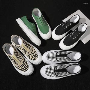 Casual Shoes Men Canvas Fashion Drukuj płaski łyżwia w Vulcanize Young Man Street Cool Slip-On Mejczyki