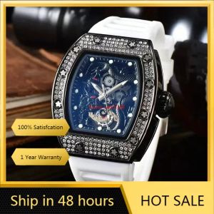 2024 Multi-function Automatic 3-pin Clock Men's Top Luxury AAA Men's Watch Glow-in-the-dark Dragon Print Set With Diamonds