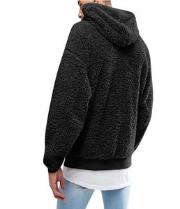 New fashion faux fur fleece fluffy hoodie men casual solid color plush hooded sweatshirts winter spring long sleeve hoodies3343456