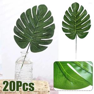 Decorative Flowers 12/20pcs Green Artificial Palm Leaves For Tropical Hawaiian Theme Party Decoration Wedding Birthday Festival