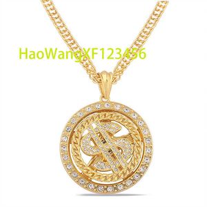 Partihandel Hip Hop Gold Plated Cuban Chain Dollar Necklace Halsband för par