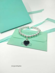 Tifaniym classic T Home TIFF925 Silver V Gold Material Simple and Fashionable Enamel Heart Brand 8MM Bracelet 8A9E