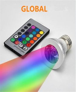 LED RGBバルブ16カラー3W LEDスポットライトRGB LED電球ランプE27 GU10 E14 MR16 GU53 24キーリモートコントロール852658022199