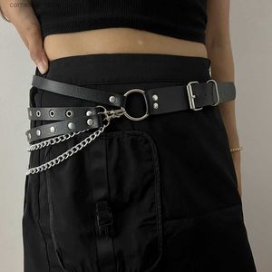 Gürtel Schwarz Punk Goth Quaste Korsett Gürtel Weibliche Taille Kette Gürtel Für Frauen Hohe Qualität Einstellbare Bund Niet InlayY240315