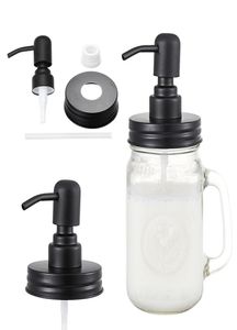 1 pz Nero Mason Jar Dispenser di sapone Coperchi antiruggine In acciaio inossidabile 304 Liquido Pompa per lozione a testa piccola per cucina e bagno Ja1272268