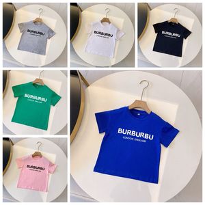 Barn flickor pojkar bomull tshirts modedesigner toppar sommar runda nacke tryckt brev klassiska t skjortor tjej pojke lyx tees childrens baby kläder