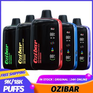 2024 Yeni Puf Orijinal Ozibar OB18000 18000 Puflar Tek Kullanımlık Vapes E Sigara 25ml Ön Doldurulmuş Arabalar 5 Seviye Güç Ayarlanabilir Akıllı Ekran Vs Bang Box 18K King Puff