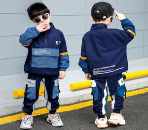2019 Autumn New Fashion Children Boy Casual Clothing Set Kid Big Pocket Tracksuit Pulloverpant 2st Kläderuppsättningar för pojkar 410T2522688