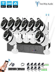 8CH 양방향 오디오 토크 HD 무선 NVR 키트 P2P 1080P IR 야간 비전 보안 20MP 오디오 IP 카메라 WiFi CCTV System9239738