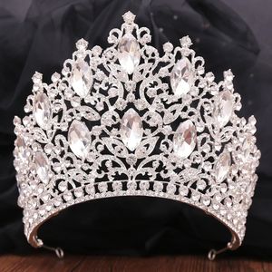 Lusso grande foresta cristallo strass corona barocca vintage matrimonio diademi accessori per capelli da sposa corone festa nuziale copricapo 240307