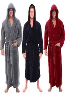 Men039s Modna odzież snu swobodne męskie szlafrok flanelowy szat z kapturem Para Mężczyźni Mężczyźni Pluszowy szal Kimono ciepły mężczyzna B4105360