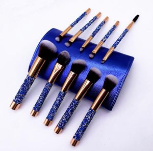 Diamond Studded Makeup Brushes 10 PCS Set Cosmetics Brush med Bag Foundation Kabuki Blush Eyeshadow Powder Brush Make Up Tool3786534