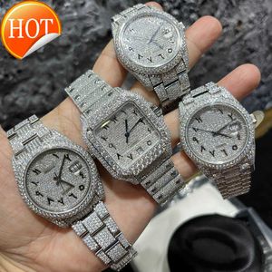 Hip Hop Watch Iced Out VVS Moissanite Mechanical Wristwatch Iced Out Watch Moissanite