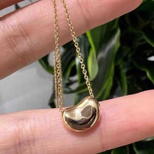 Дизайнерское ожерелье из стерлингового серебра 925 пробы Tiffay and Co Bean, позолоченное 18-каратным золотом, гладкая подвеска из акации Fava, цепочка на воротник высокой версии