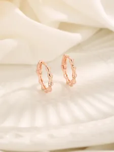 Orecchini a bottone in argento sterling 925 con articolazione in oro rosa per donne, stile semplice ed elegante, da indossare ogni giorno o per una festa