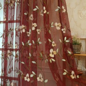 Oturma odası için perdeler işlemeli şeffaf perdeler pencere tül perde perdeleri yatak odası için lüks çiçek korinaları özel yapılmış