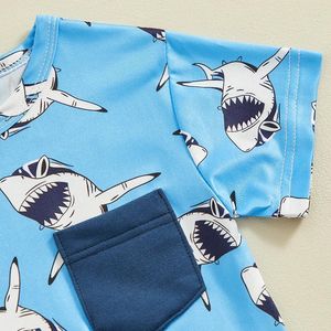 Giyim Setleri Toddler Bebek Bebek Giysileri Plaj Kısa Kollu Palm Baskı Hawaiian T-Shirt Drawstring Şort Yaz Kıyafet 2 PCS Set