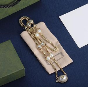 Designer Sweater chain necklace Gold Women's wedding sweater diamond pearl chain Wedding Jewelry Sets