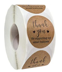 500PCS Roll 2inch Kraft Paper Thank You Handmade Round Adhesive Stickers Label For Holiday Gift Bag Business Decor2234658