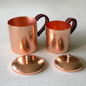 Tassen Hochwertiger Moskau-Mule-Becher, gehämmerte Tassen, schweres, reines Kupfer, Roségold, handgefertigt, massiv