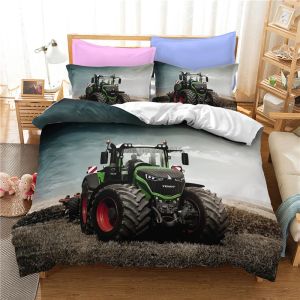 Conjunto de jogos de cama 3D do Trator Farm 3D Conjunto de edredão conjunto com travesseiro Têxtil Têxtil Twin Full Queen King Campos para decoração da casa da família