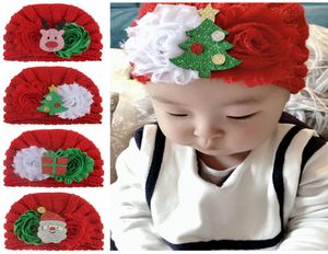 Baby Girls Christmas Hats Flower Santa Claus Card Caddice Caps Kids Knitting Hats Boy Winter Caps 4M6T 072735544