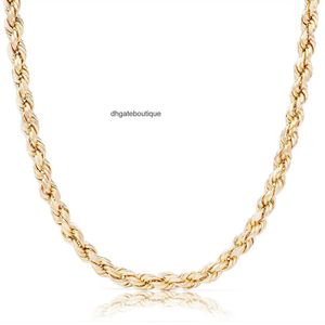 Real Solid 10K 14K 18K 24K Solid Gold Rope Chains For Men Hip Hop Necklace