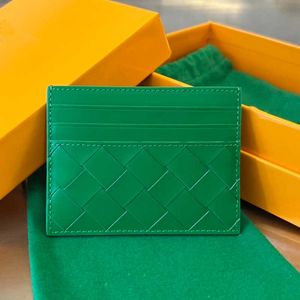 luxury card holder men credit card holder designer wallet women mini purse 10A genuine leather pocket organizer woven wallets with Green box