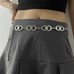 Pasy modowe punkowe srebrne metalowe pasy dla kobiet Wysokiej jakości regulowany długi strój paska do łańcucha spodni Pasek Gothy240315