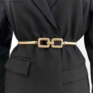 Belts Fashion Elastic Gold Chain Belt Female Waist Adjustable Punk Silver Metal Belts For Women High Quality Luxury Dress Pant ChainsY240315