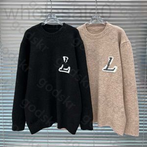 Kvinnors t-shirt designer klassisk lös pullover tröja kvinnor brev tryck långärmad stickad rund hals varma toppar kläder vc3e