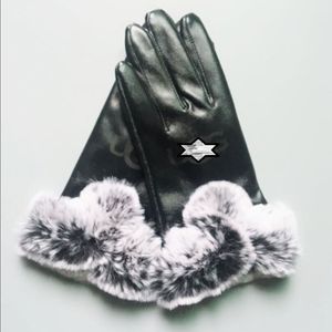 Äkta lambskin båghandskar pekskärm grå högklassig fårskinn lady243g