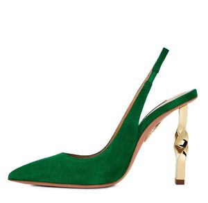 Eleganckie marki kobiety skręcają sandały buty aquazzuras złote skręcone obcasy lady pompki kostki sukienka ślubna ślub sandalias eu35-43
