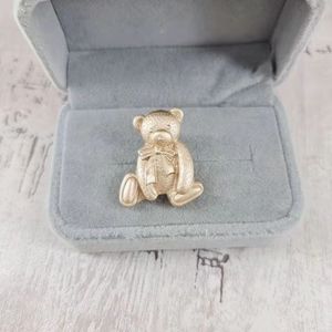 Urso broche de ouro bonito animal pino broche pinos broches de cristal liga mulher masculino acessórios