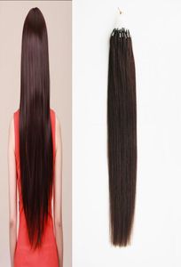 2 темных коричневых наращивания человеческих волос с микропетлей, 50 г, звенья-кольца Remy, прямые 100 натуральных волос, 50 прядей5426215