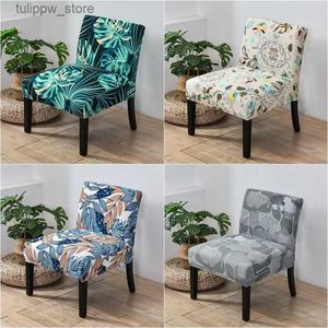 Capas de cadeira Accent Armless Chair Cover Plants Leaves Single Sofa Stool Slipcover Nordic Stretch Chair Covers Elastic Couch Protector Cover L240315