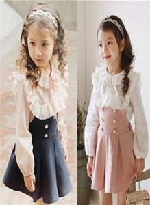 2019 Child Clothing Girls Dress Lace T Shirt 2ピースSet Princess Baby Kids Autumn New Arrival Korean Blouse Dress Sets75521736079927