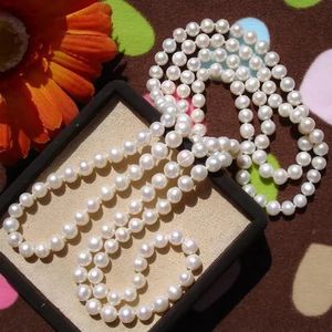 Echte Perlen Langer Pulloverschmuck Winter/Frühling/Sommer/Herbst Perlenkette geknoteter Modeschmuck im Angebot 240326