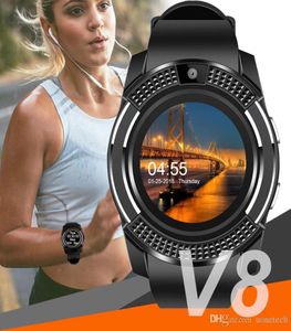 Smart Watch V8 Watches Bluetooth Phone handled med kameran Pekskärm SIM -kortplatsskamera för smartphone Android Men Women7566603