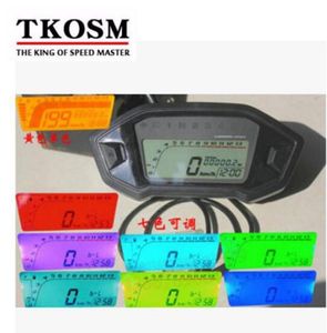 TKOSM Universal Motorrad LCD Digital Tachometer Kilometerzähler 7 Farben Hintergrundbeleuchtung Hintergrundbeleuchtung Motorrad Kilometerzähler für 124 Zylinder3541824
