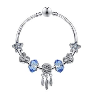 Charms fit for Bracelets Blue Star Beads Dream Catcher Dangle Pendant Bangle love Bead Diy Wedding Jewelry Accessories270B