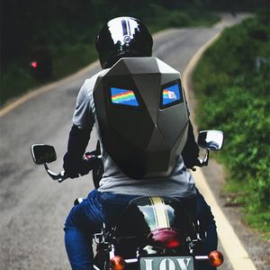 Mochila led casca dura display led motocicleta ciclismo capacete locomotiva mochila de viagem de negócios à prova dwaterproof água bolsa para portátil homem 240313