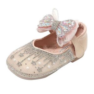 Primeiros caminhantes marca bebês grls primeiro carrinho para festa de aniversário sapatos macios de cristal brilhante para bebê pequeno com renda de nó de borboleta para bebê 240315