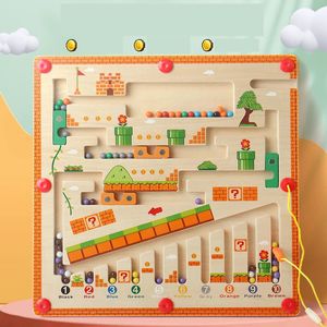 Magnetic Color and Number Maze Montessori Toys for 3 Year Old Wooden Puzzle Activity Board Learning Educational Counting 240307